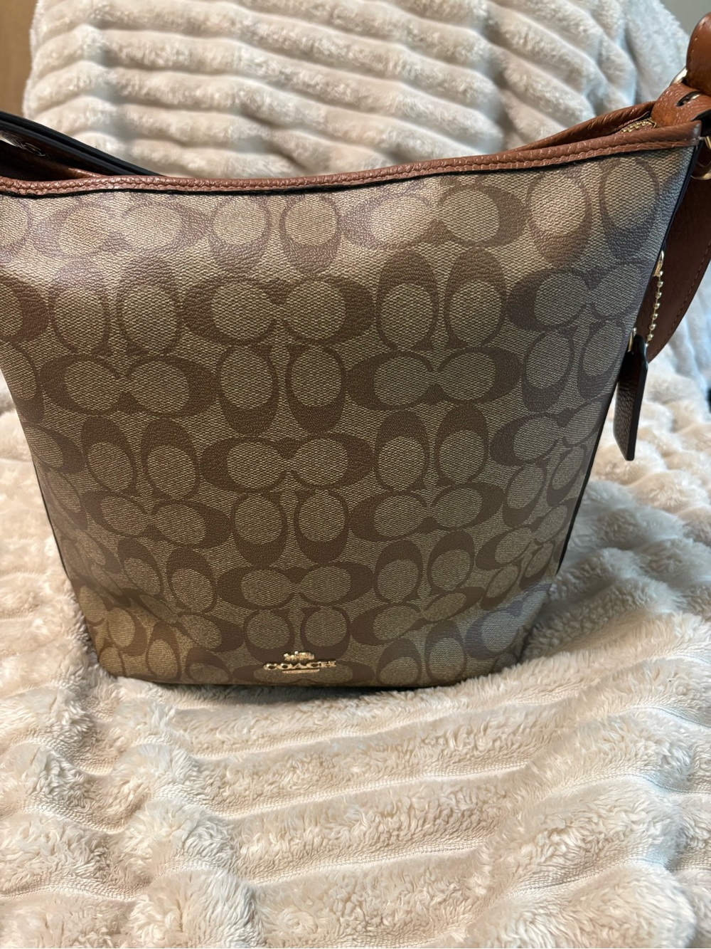 Coach Brown Signature Canvas Shoulder Hobo